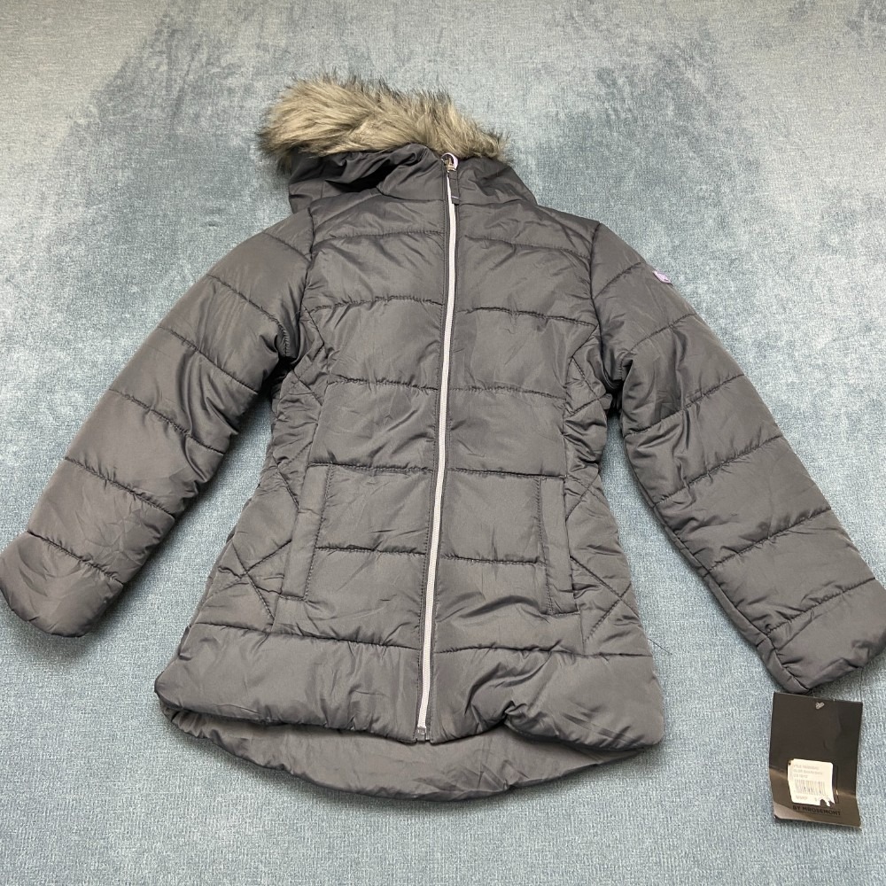 RM 1958 by MRosemont Ashlyn Puffer Jacket Girls 10-12 Black Hooded Faux Fur Trim